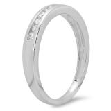 IGI CERTIFIED 0.25 Carat (ctw) 14K White Gold Round Cut Diamond Ladies Stackable Anniversary Wedding Band 1/4 CT