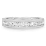 IGI CERTIFIED 0.75 Carat (ctw) 14K White Gold Round Cut Diamond Ladies Stackable Anniversary Wedding Band 3/4 CT