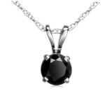 0.27 Carat (ctw) 10K White Gold Round Cut Black Diamond Ladies Solitaire Pendant 1/4 CT