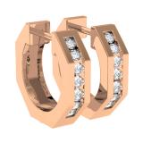 0.20 Carat (ctw) 10K Rose Gold Round Cut Diamond Ladies Huggie Hoop Earrings 1/5 CT