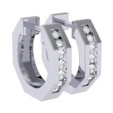 0.20 Carat (ctw) 10K White Gold Round Cut Diamond Ladies Huggie Hoop Earrings 1/5 CT