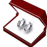 0.20 Carat (ctw) 14K White Gold Round Cut Diamond Ladies Huggie Hoop Earrings 1/5 CT