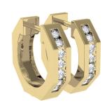 0.20 Carat (ctw) 14K Yellow Gold Round Cut Diamond Ladies Huggie Hoop Earrings 1/5 CT
