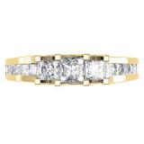 1.00 Carat (ctw) 14K Yellow Gold Princess Cut Diamond Ladies Bridal 3 Stone Engagement Ring 1 CT