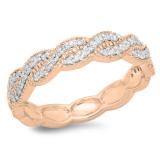 0.33 Carat (ctw) 10K Rose Gold Round Cut Diamond Ladies Bridal Anniversary Wedding Swirl Band 1/3 CT