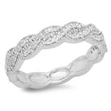 0.33 Carat (ctw) 18K White Gold Round Cut Diamond Ladies Bridal Anniversary Wedding Swirl Band 1/3 CT