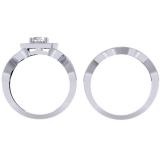1.00 Carat (ctw) 14K White Gold Round Cut Diamond Ladies Swirl Bridal Halo Engagement Ring With Matching Band Set 1 CT