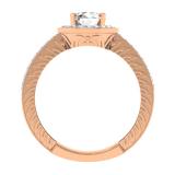 1.00 Carat (ctw) 14K Rose Gold Round Cut Diamond Ladies Bridal Vintage Halo Style Engagement Ring 1 CT