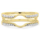 0.25 Carat (ctw) 10K Yellow Gold Round Cut Diamond Ladies Anniversary Wedding Band Enhancer Guard Double Ring 1/4 CT
