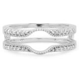 0.25 Carat (ctw) 14K White Gold Round Cut Diamond Ladies Anniversary Wedding Band Enhancer Guard Double Ring 1/4 CT