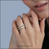 0.80 Carat (ctw) 14K Yellow Gold Round Cut Diamond Ladies Anniversary Wedding Band 3 Stone Enhancer Guard Double Ring 3/4 CT