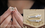 0.80 Carat (ctw) 14K Yellow Gold Round Cut Diamond Ladies Anniversary Wedding Band 3 Stone Enhancer Guard Double Ring 3/4 CT
