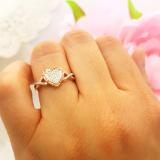 0.25 Carat (ctw) 10K Rose Gold Round Cut Red & White Diamond Ladies Bridal Swirl Promise Heart Ring 1/4 CT