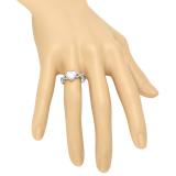0.25 Carat (ctw) 18K White Gold Round Cut Red & White Diamond Ladies Bridal Swirl Promise Heart Ring 1/4 CT