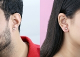 0.08 Carat (ctw) Round Diamond Mens Hip Hop Kite Shape Stud Earrings 18K Yellow Gold Plated Sterling Silver