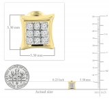 0.08 Carat (ctw) Round Diamond Mens Hip Hop Kite Shape Stud Earrings 18K Yellow Gold Plated Sterling Silver