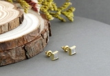 0.08 Carat (ctw) 18K Yellow Gold Plated Sterling Silver Round Cut Diamond Mens Hip Hop Kite Shape Stud Earrings