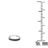 0.12 Carat (ctw) 10K White Gold Round Cut Black Real Diamond Ladies Wedding Anniversary Milgrain Stackable Band