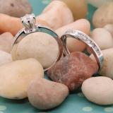 1.40 Carat (ctw) 14K White Gold Round Diamond Ladies Bridal Engagement Ring Set With Matching Band