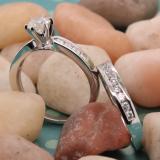 1.40 Carat (ctw) 14K White Gold Round Diamond Ladies Bridal Engagement Ring Set With Matching Band