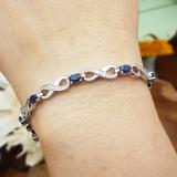 2.27 Carat (ctw) Sterling Silver Real Oval Cut Blue Sapphire & Round Cut White Diamond Ladies Infinity Link Tennis Bracelet