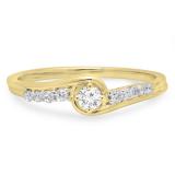 0.25 Carat (ctw) 10K Yellow Gold Round Cut Diamond Ladies Bridal Twisted Wave Promise Engagement Ring 1/4 CT