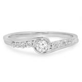 0.25 Carat (ctw) 14K White Gold Round Cut Diamond Ladies Bridal Twisted Wave Promise Engagement Ring 1/4 CT