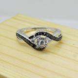 0.33 Carat (ctw) 14K White Gold Round Cut Black & White Diamond Ladies Bridal Twisted Swirl 3 Stone Engagement Ring 1/3 CT