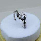 0.33 Carat (ctw) 14K White Gold Round Cut Black & White Diamond Ladies Bridal Twisted Swirl 3 Stone Engagement Ring 1/3 CT