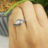 0.33 Carat (ctw) 14K White Gold Round Cut Black & White Diamond Ladies Bridal Twisted Swirl 3 Stone Engagement Ring 1/3 CT