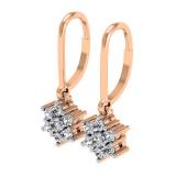 0.30 Carat (ctw) 10K Rose Gold Round Cut Diamond Ladies Cluster Flower Dangling Drop Earrings 1/3 CT