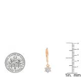 0.30 Carat (ctw) 10K Rose Gold Round Cut Diamond Ladies Cluster Flower Dangling Drop Earrings 1/3 CT