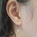 0.30 Carat (ctw) 10K White Gold Round Cut Diamond Ladies Cluster Flower Dangling Drop Earrings 1/3 CT