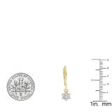0.30 Carat (ctw) 10K Yellow Gold Round Cut Diamond Ladies Cluster Flower Dangling Drop Earrings 1/3 CT