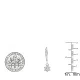 0.30 Carat (ctw) 14K White Gold Round Cut Diamond Ladies Cluster Flower Dangling Drop Earrings 1/3 CT