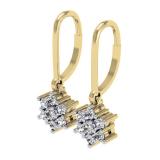 0.30 Carat (ctw) 14K Yellow Gold Round Cut Diamond Ladies Cluster Flower Dangling Drop Earrings 1/3 CT