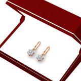 0.30 Carat (ctw) 18K Rose Gold Round Cut Diamond Ladies Cluster Flower Dangling Drop Earrings 1/3 CT