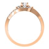 0.50 Carat (ctw) 14K Rose Gold Round Cut Diamond Ladies Bridal Bypass Swirl 3 Stone Engagement Ring 1/2 CT