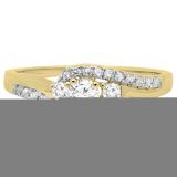 0.50 Carat (ctw) 14K Yellow Gold Round Cut Diamond Ladies Bridal Bypass Swirl 3 Stone Engagement Ring 1/2 CT