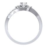 0.50 Carat (ctw) 18K White Gold Round Cut Diamond Ladies Bridal Bypass Swirl 3 Stone Engagement Ring 1/2 CT