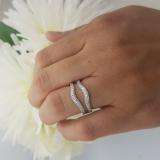0.40 Carat (ctw) 10K White Gold Round Cut Diamond Ladies Anniversary Wedding Enhancer Guard Double Ring