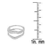 0.40 Carat (ctw) 10K White Gold Round Cut Diamond Ladies Anniversary Wedding Enhancer Guard Double Ring