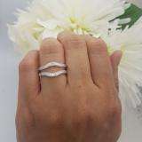 0.40 Carat (ctw) 10K White Gold Round Cut Diamond Ladies Anniversary Wedding Enhancer Guard Double Ring