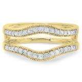 0.40 Carat (ctw) 10K Yellow Gold Round Cut Diamond Ladies Anniversary Wedding Enhancer Guard Double Ring