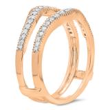 0.40 Carat (ctw) 14K Rose Gold Round Cut Diamond Ladies Anniversary Wedding Enhancer Guard Double Ring