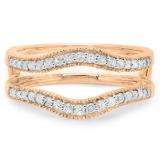 0.40 Carat (ctw) 14K Rose Gold Round Cut Diamond Ladies Anniversary Wedding Enhancer Guard Double Ring