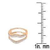 0.40 Carat (ctw) 14K Rose Gold Round Cut Diamond Ladies Anniversary Wedding Enhancer Guard Double Ring