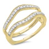 0.40 Carat (ctw) 14K Yellow Gold Round Cut Diamond Ladies Anniversary Wedding Enhancer Guard Double Ring