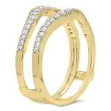 0.40 Carat (ctw) 14K Yellow Gold Round Cut Diamond Ladies Anniversary Wedding Enhancer Guard Double Ring