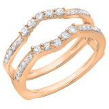 0.50 Carat (ctw) 10K Rose Gold Round Cut Diamond Ladies Anniversary Wedding Band 5 Stone Enhancer Guard Double Ring 1/2 CT
